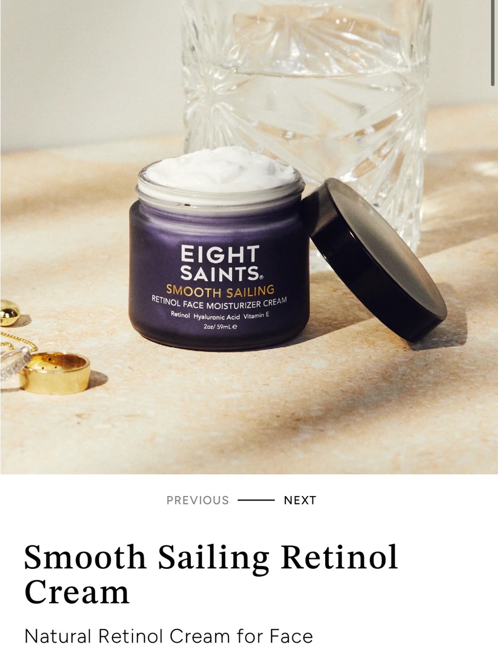 EIGHT SAINTS Smooth Sailing Retinol Face Moisturizer 2 oz